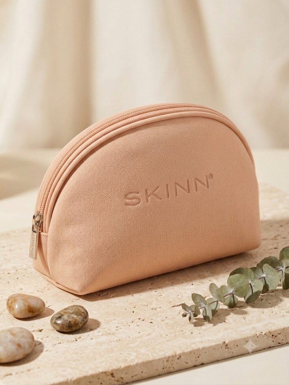 SKINN Cosmetics Peach Vegan Leather Makeup Bag - New